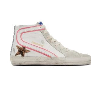 Golden Goose White and Pink High-Top Sneakers
